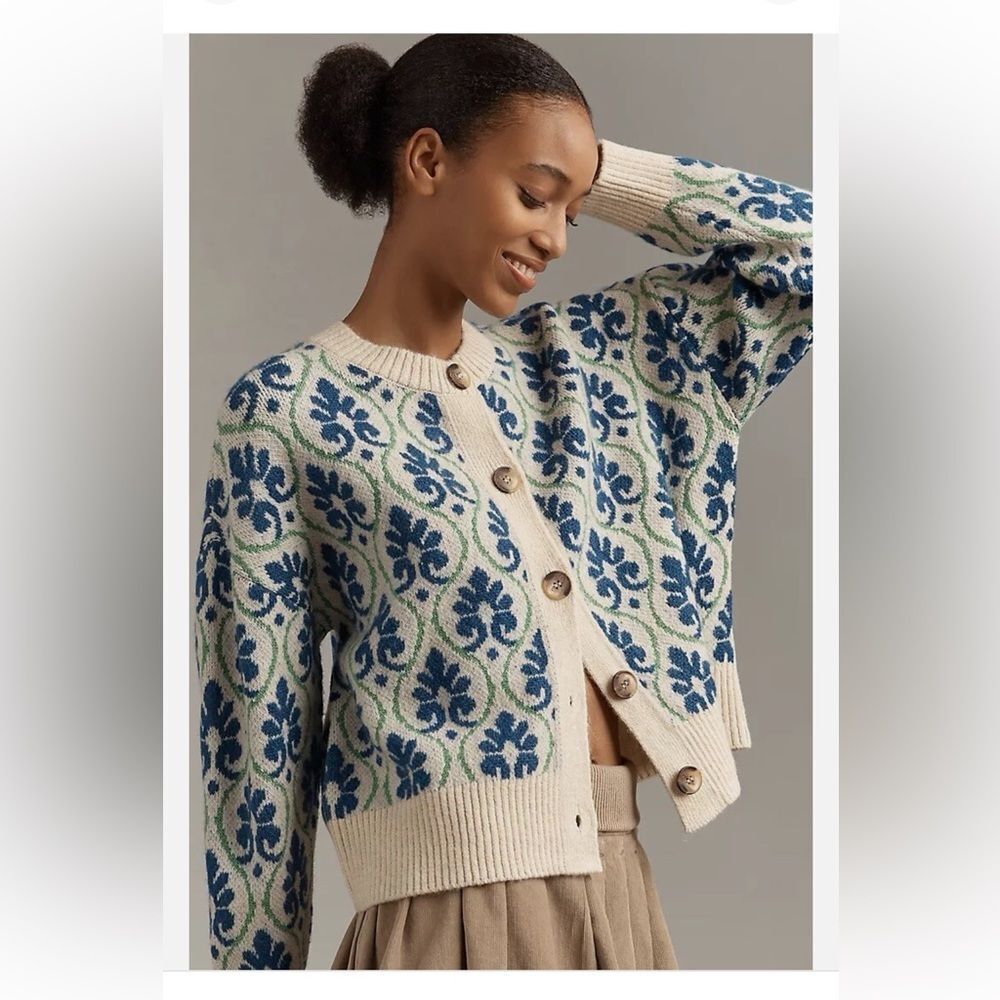 Anthropologie Maeve Pop Floral Cardigan